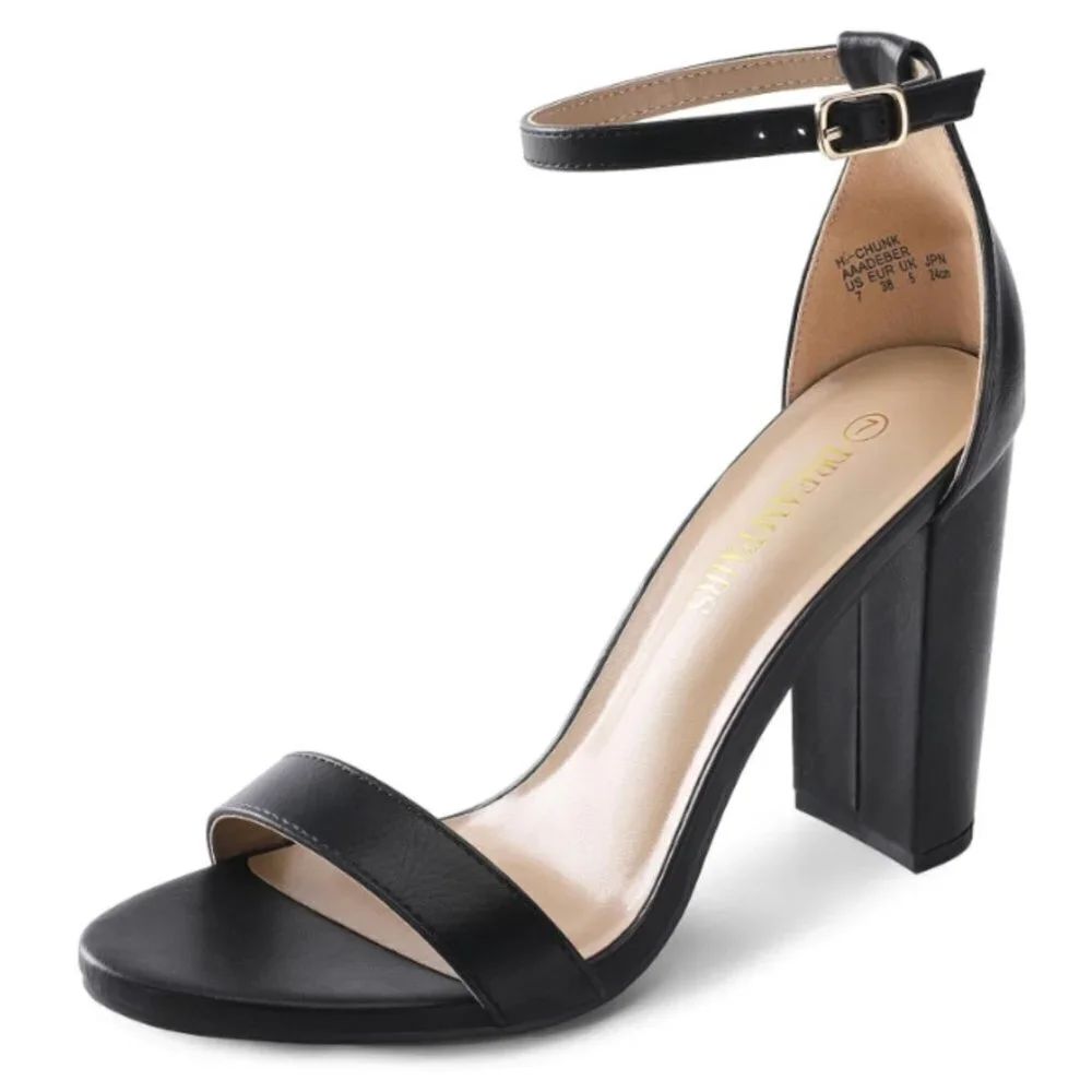 DREAM PAIRS Women's Hi-Chunk High Heel Pump in Black, Size 7.5​​​​​​